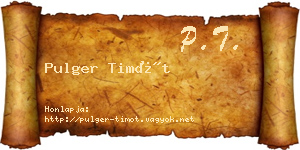 Pulger Timót névjegykártya